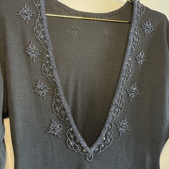 VTG Garland Long Sleeve Wool Blend Embellished Dress - Picture 5 of 16